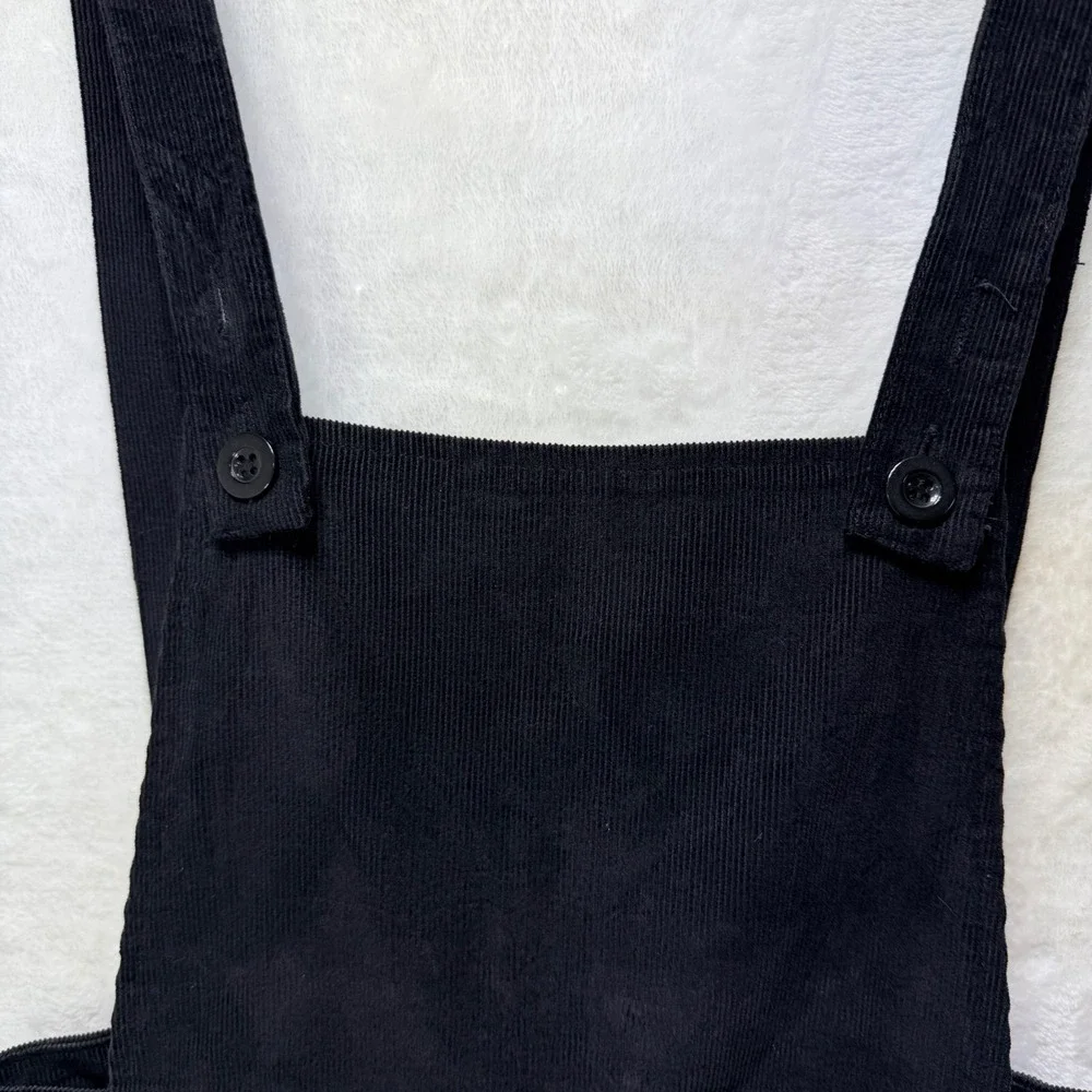 Nasty Gal Black Corduroy Flare Leg Overalls Jumpsuit Size 4 Mod Grunge Hippie - Picture 5 of 16